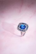 A BELLE EPOQUE SAPPHIRE AND DIAMOND RING