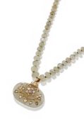 AN INDIAN BERYL AND DIAMOND NECKLACE
