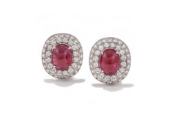 A PAIR OF RUBY AND DIAMOND EARRINGS