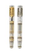ANCORA, GRAND COMPLICATIONS 80TH ANNIVERSARY, TWO LIMITED EDITION CLEAR FOUNTAIN PENS