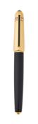 CARTIER, PASHA DE CARTIER, A BLACK LACQUER AND GOLD PLATED FOUNTAIN PEN