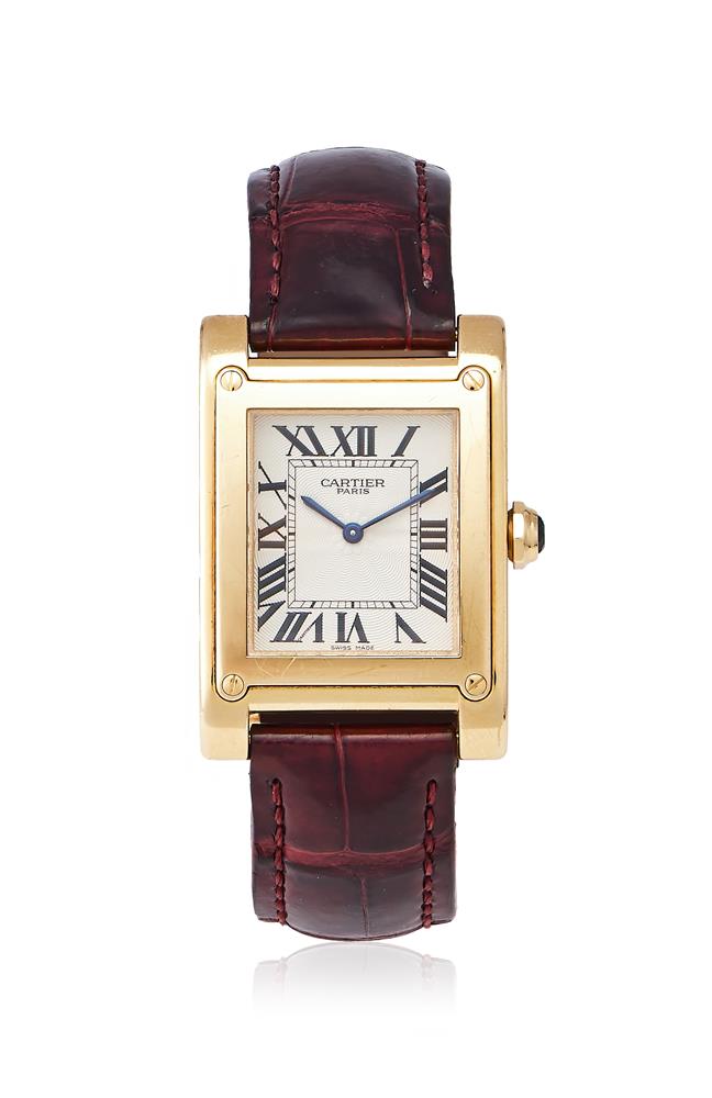 Y CARTIER, COLLECTION PRIVÉE, TANK, REF. 2484 E, AN 18 CARAT GOLD WRISTWATCH