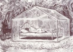 Laura Footes, Glass House with Deer, 2025
