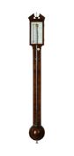 Y A GEORGE III MAHOGANY MERCURY STICK BAROMETER