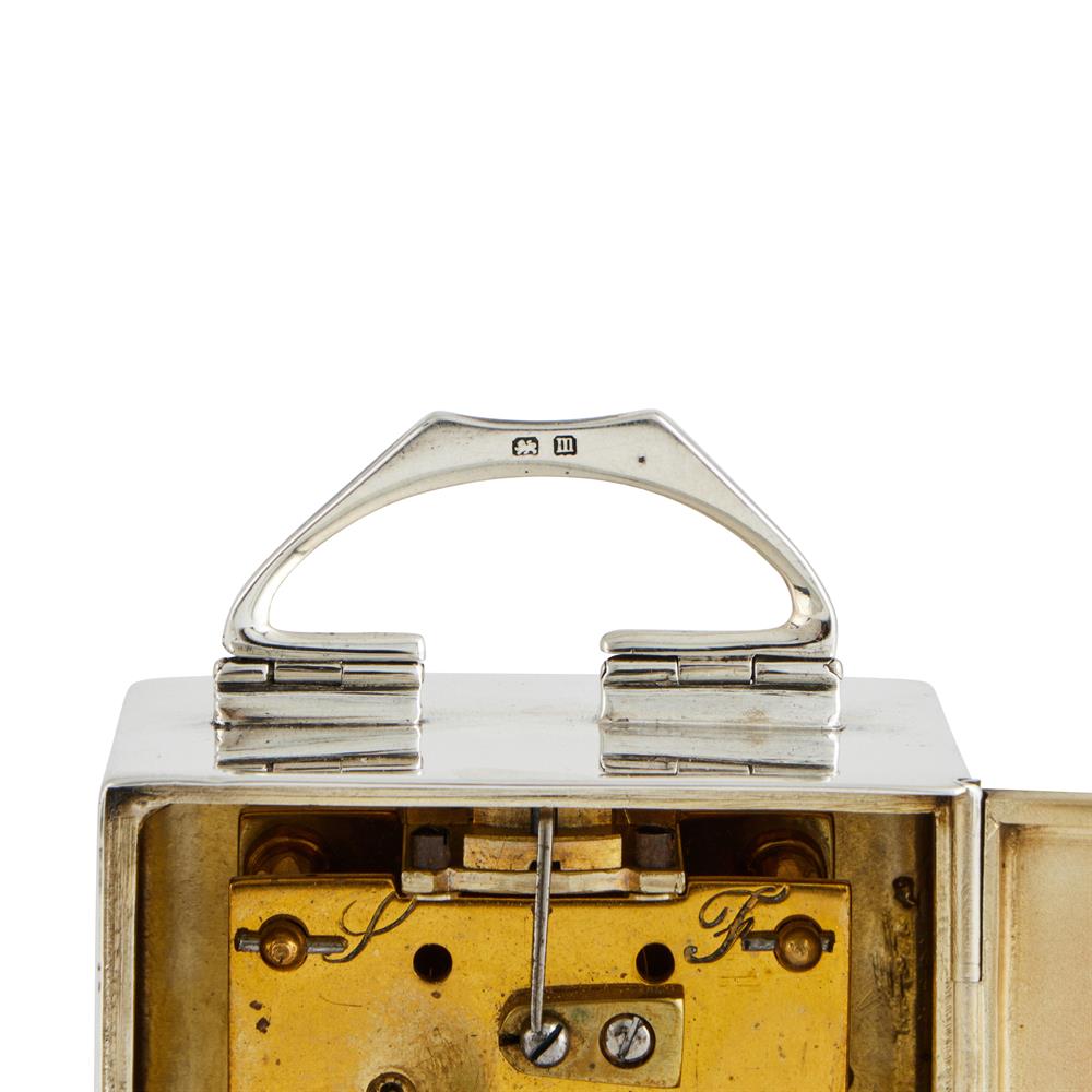 A GEORGE V SILVER AND CLOISONNE ENAMEL MINITURE CARRIAGE TIMEPIECE - Image 5 of 5