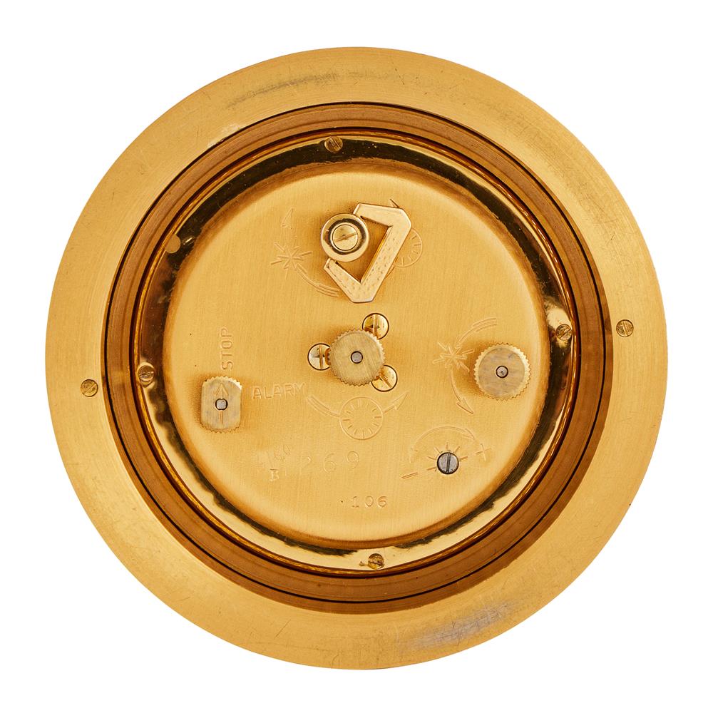 A SWISS PIERCED GILT BRASS HORIZONTAL ALARM TIMEPIECE - Image 3 of 3