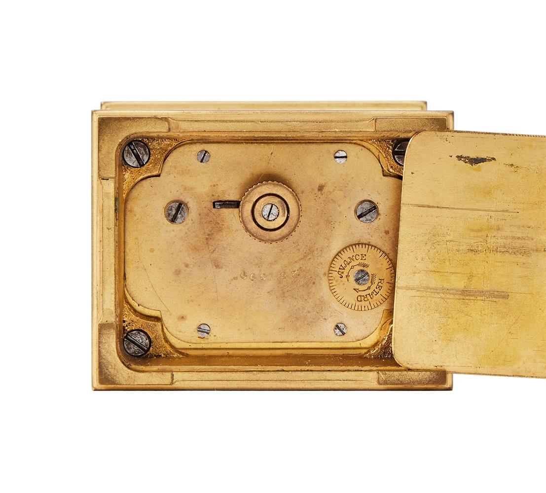 A SWISS GILT BRASS MINIATURE MINUTE-REPEATING CARRIAGE TIMEPIECE - Image 3 of 4