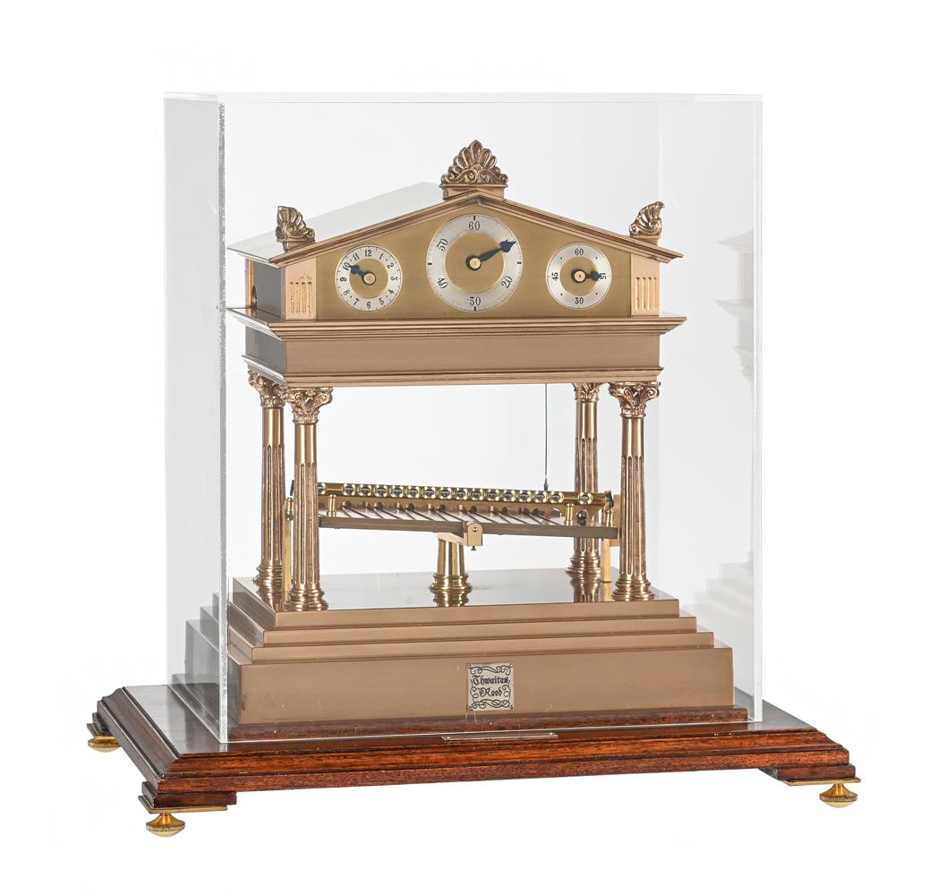 AN ARCHITECTURAL LACQUERED BRASS CONGREVE-TYPE ROLLING BALL TIMEPIECE - Image 5 of 6