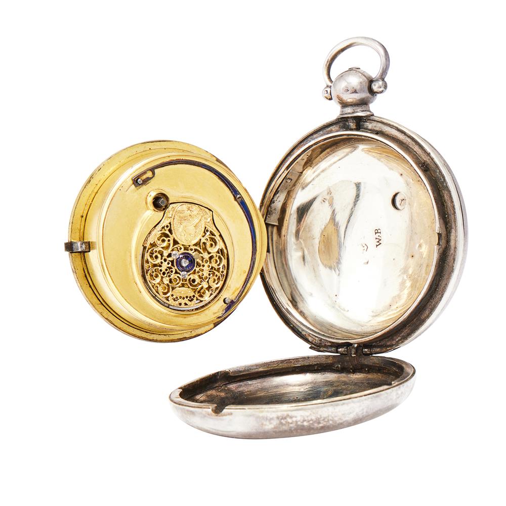 A REGENCY SILVER VERGE HUNTER POCKET WATCH WITH ‘NAME’ DIAL - Image 3 of 3