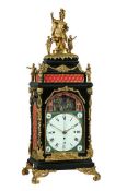 AN IMPRESSIVE GEORGE III GILT METAL MOUNTED MUSICAL AUTOMATON CENTRE SECONDS CALENDAR TABLE CLOCK
