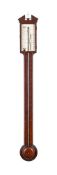Y A REGENCY CHEVRON-BANDED MAHOGANY MERCURY STICK BAROMETER