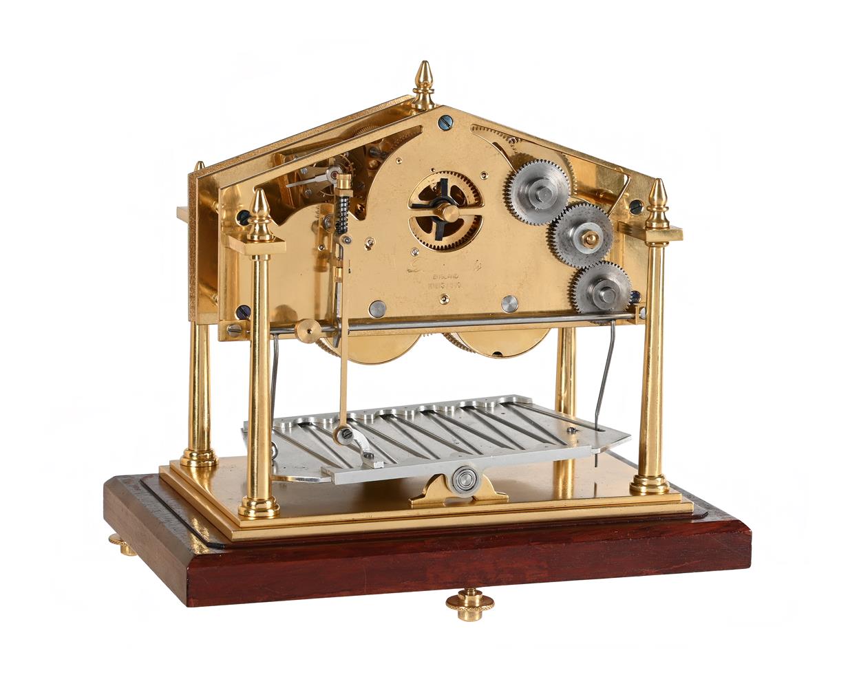 A LACQUERED BRASS MINIATURE CONGREVE-TYPE ROLLING BALL TIMEPIECE - Image 3 of 6