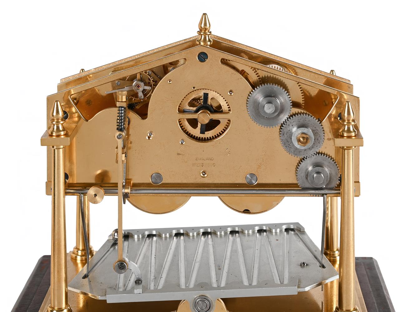 A LACQUERED BRASS MINIATURE CONGREVE-TYPE ROLLING BALL TIMEPIECE - Image 4 of 6