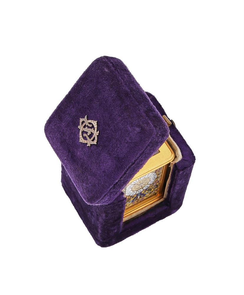A FRENCH GILT BRASS AND CLOISONNE ENAMEL PANEL MINIATURE CARRIAGE TIMEPIECE - Image 4 of 4