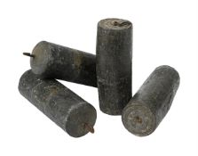 TWO PAIRS OF CAST LEAD EIGHT-DAY CLOCK WEIGHTS