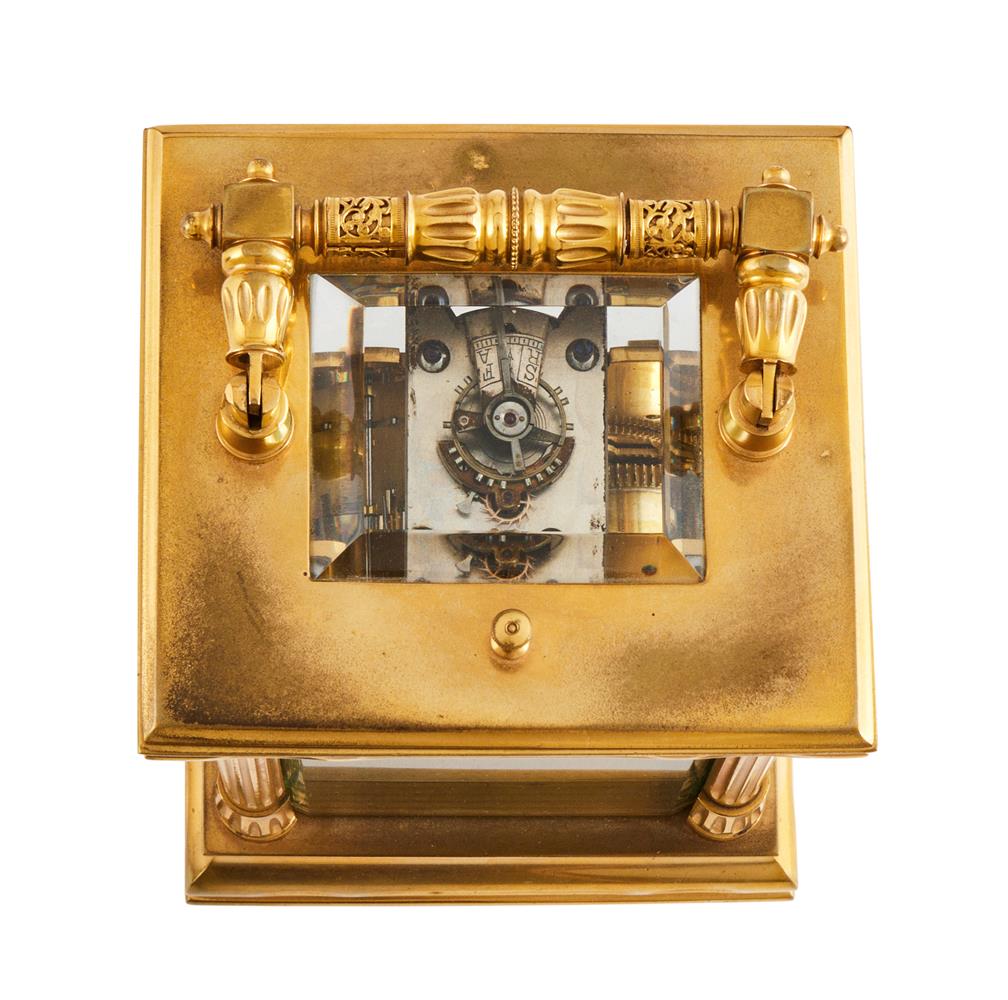 A FRENCH GILT BRASS CARRIAGE CLOCK WITH PUSH-BUTTON REPEAT - Image 2 of 4