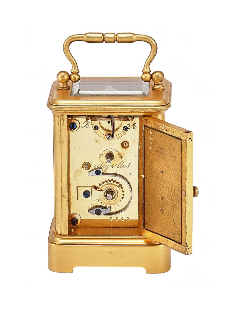 A FRENCH GILT BRASS AND CLOISONNE ENAMEL PANEL MINIATURE CARRIAGE TIMEPIECE - Image 2 of 4