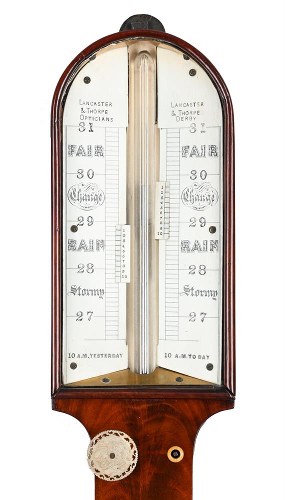 Y A VICTORIAN FIGURED MAHOGANY MERCURY STICK BAROMETER - Image 2 of 3