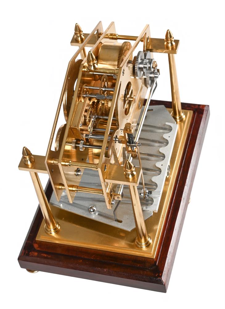 A LACQUERED BRASS MINIATURE CONGREVE-TYPE ROLLING BALL TIMEPIECE - Image 5 of 6