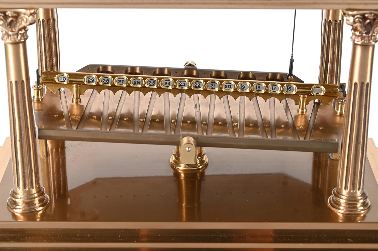 AN ARCHITECTURAL LACQUERED BRASS CONGREVE-TYPE ROLLING BALL TIMEPIECE - Image 3 of 6