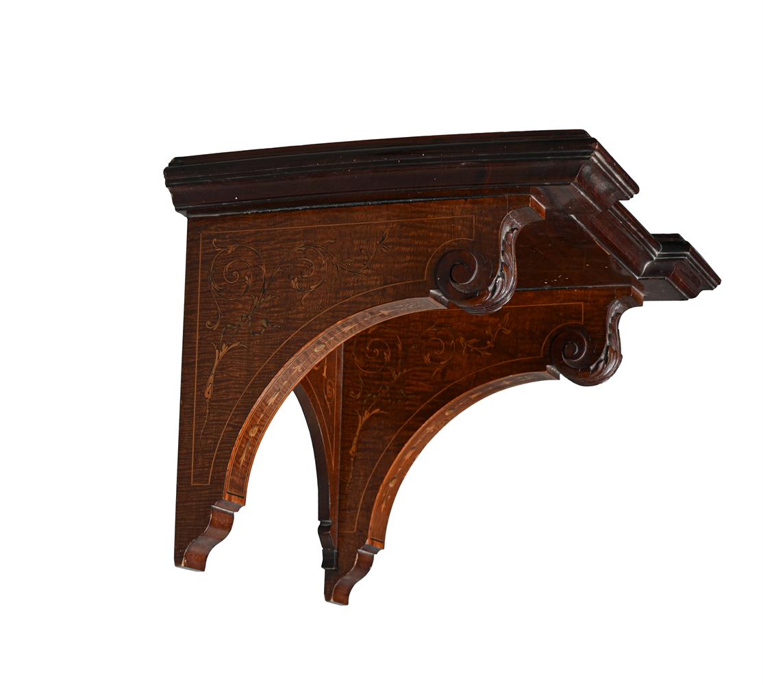 AN EDWARDIAN INLAID MAHOGANY CLOCK BRACKET - Image 2 of 2