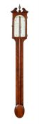 A RARE GEORGE III SCOTTISH CHEVRON-EDGED MAHOGANY MERCURY STICK BAROMETER