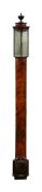 Y A FINE GEORGE III FIGURED MAHOGANY BOWFRONTED ‘FLAT-TO-THE-WALL’ MERCURY STICK BAROMETER