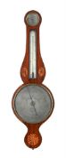 A FINE AND RARE GEORGE III SCOTTISH INLAID MAHOGANY MERCURY WHEEL BAROMETER WITH TWELVE-INCH DIAL