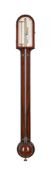 Y A GEORGE III MAHOGANY MERCURY STICK BAROMETER