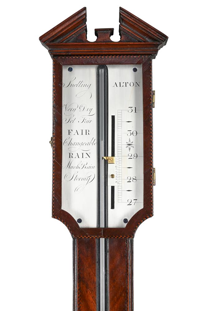 Y A GEORGE III CHEVRON-BANDED MAHOGANY MERCURY STICK BAROMETER - Image 2 of 2