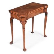 A GEORGE I WALNUT AND FEATHERBANDED CARD TABLE, CIRCA 1720