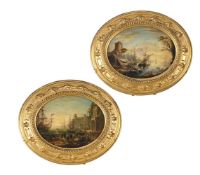 FOLLOWER OF CLAUDE LORRAIN, SEAPORTS AT SUNSET