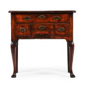 A GEORGE I FIGURED WALNUT AND FEATHERBANDED SIDE TABLE, CIRCA 1720