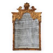 A CONTINENTAL CARVED GILTWOOD AND GESSO OVERMANTLE MIRROR, PROBABLY ITALIAN, 18TH CENTURY