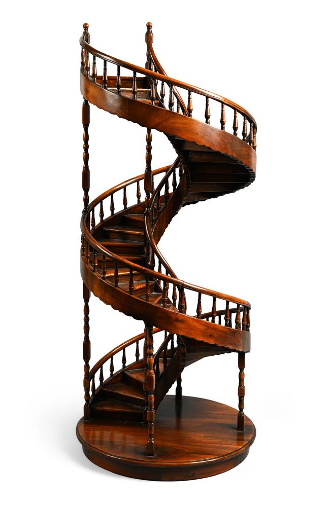 A LARGE SCALE MODEL OF A SPIRAL STAIRCASE, 20TH CENTURY