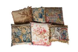 A COLLECTION OF SIX CUSHIONS, VARIOUS DATES AND SIZES