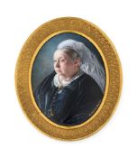 GUSTAV KANTOR (GERMAN 19TH OR 20TH CENTURY), PORTRAIT MINIATURE IN ENAMELS OF QUEEN VICTORIA