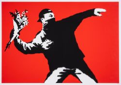 λ Banksy (b.1974) Love is in the Air (Flower Thrower)