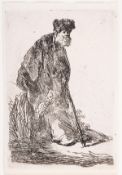Rembrandt Harmensz. van Rijn (1606-1669), Man in a Coat and Fur Cap leaning against a Bank