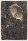 Rembrandt Harmensz. van Rijn (1606-1669), A Hurdy-Gurdy Player followed by Children at the Door of …
