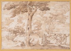 Circle of Gaspar Dughet (1615-1675), Landscape with dancing figures