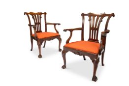 A PAIR OF GEORGE II MAHOGANY ARMCHAIRS, PROBABLY IRISH