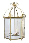 A GEORGE III GILT BRASS HEXAGONAL HALL LANTERN, CIRCA 1800 AND LATER