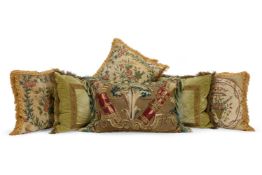 SIX VARIOUS CUSHIONS, VARIOUS DATES