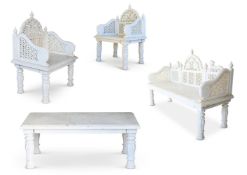 A SET OF INDIAN WHITE MARBLE SEAT FURNITURE, LATE 20TH CENTURY