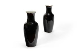 A PAIR OF CHINESE 'MIRROR-BLACK' VASES, 19TH CENTURY