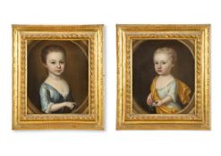 ENGLISH SCHOOL (EARLY 18TH CENTURY), A PAIR OF PORTRAITS OF A BOY AND A GIRL