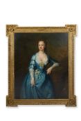 THOMAS HUDSON (BRITISH 1701 - 1779), PORTRAIT OF A LADY WEARING A BLUE DRESS