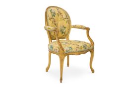 A GEORGE III GILTWOOD ARMCHAIR, CIRCA 1780