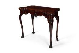 A GEORGE III MAHOGANY CARD TABLE, MID 18TH CENTURY